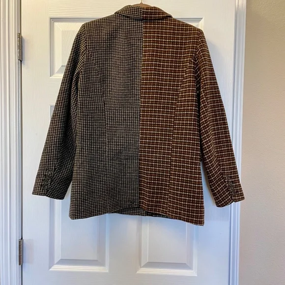 Rails Cody Blazer Womens Small brown mixed mini check wool blend - Picture 4 of 7